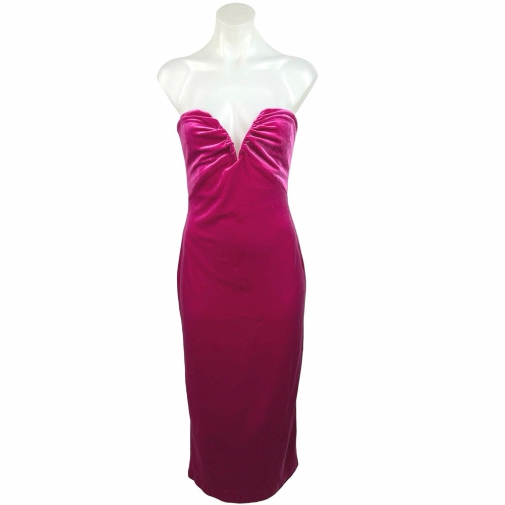 NWT - ZARA Velvet Strapless Midi Cocktail Dress